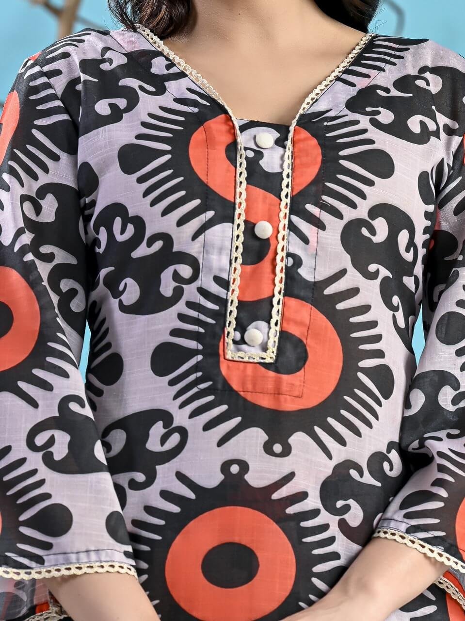 Look Amazing in a Black and Orange Digital Printed Cotton Co-Ord Set image 4