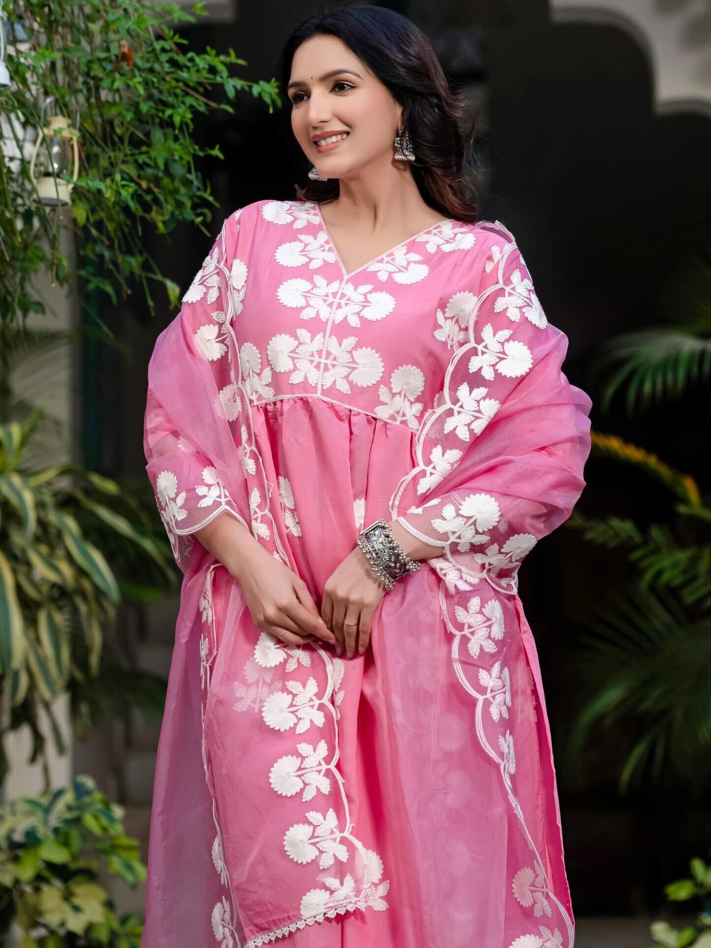 Enhance Your Style with a Pink Roman Silk Kurta and Pant Set with Dupatta image 3