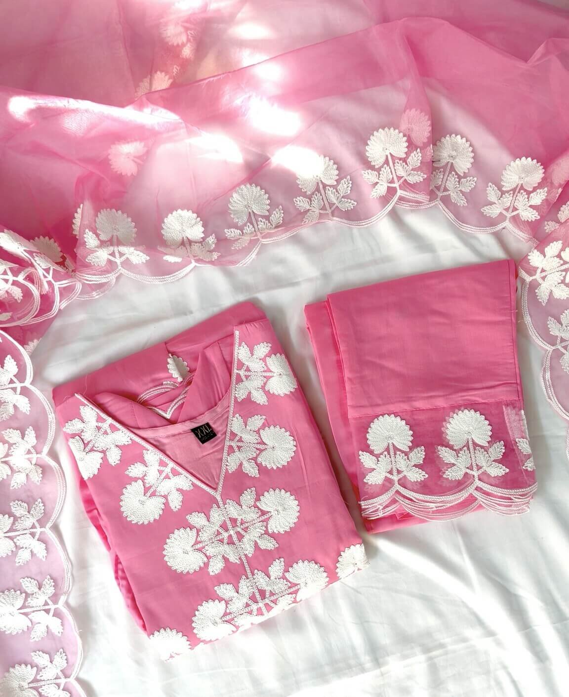 Enhance Your Style with a Pink Roman Silk Kurta and Pant Set with Dupatta image 5