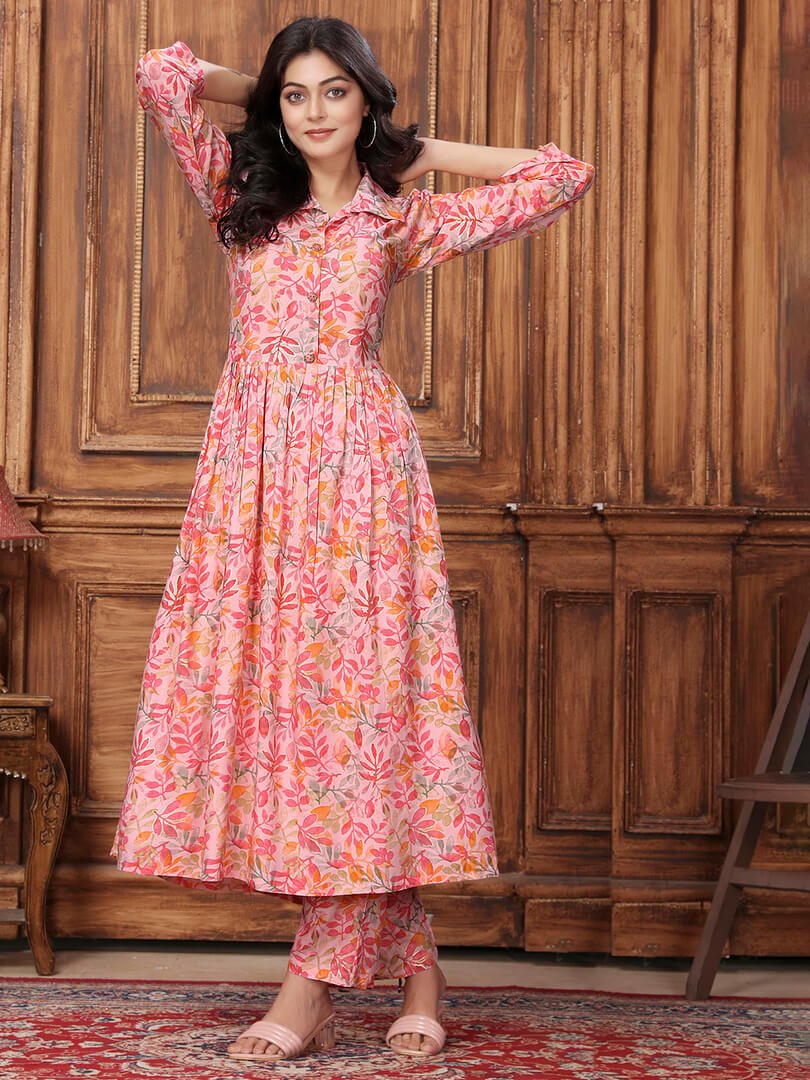 Shine in Style with the Peach Rayon Printed Two-Piece Set image 2