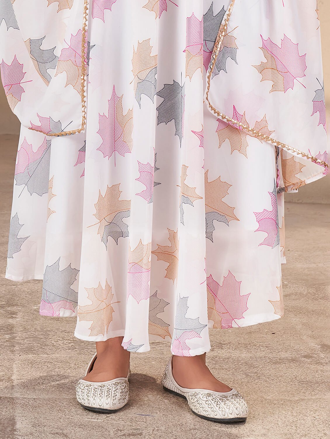 Brighten Your Look with a White Georgette Printed Anarkali Suit Set image 5