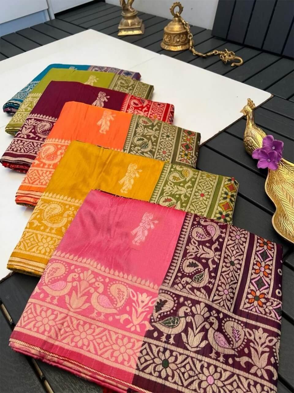 Turn Up the Glam with Mustard Yellow Raw Silk Saree With Contrast Pallu image 5