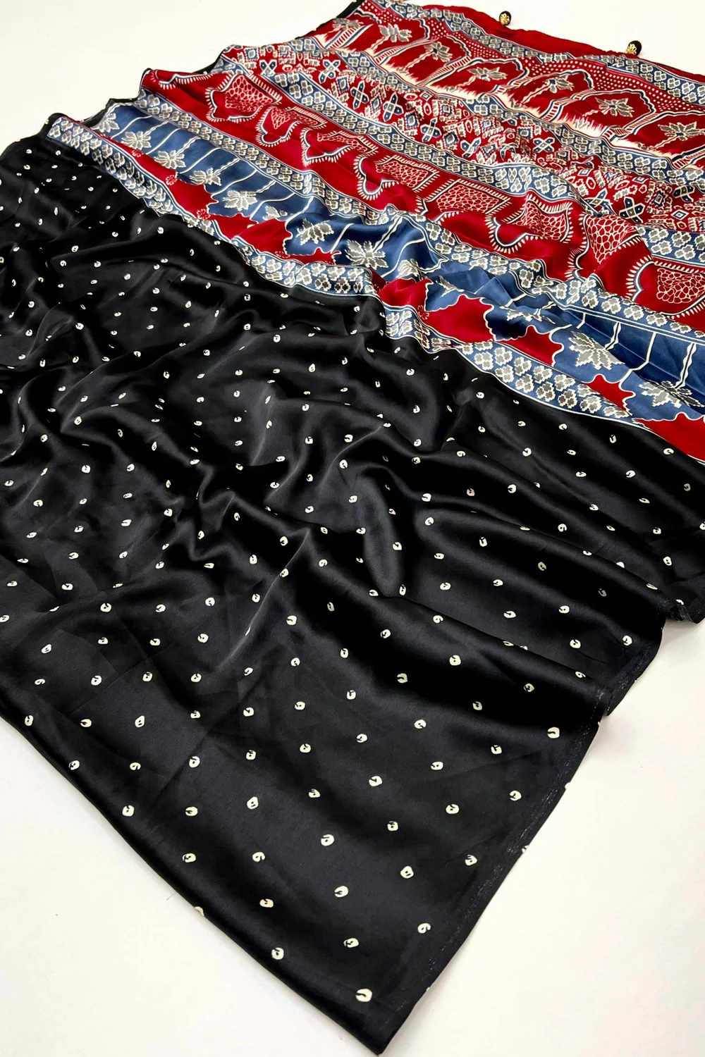 Add Shine to Your Style with a Black Semi Modal Saree and Blouse Piece image 5