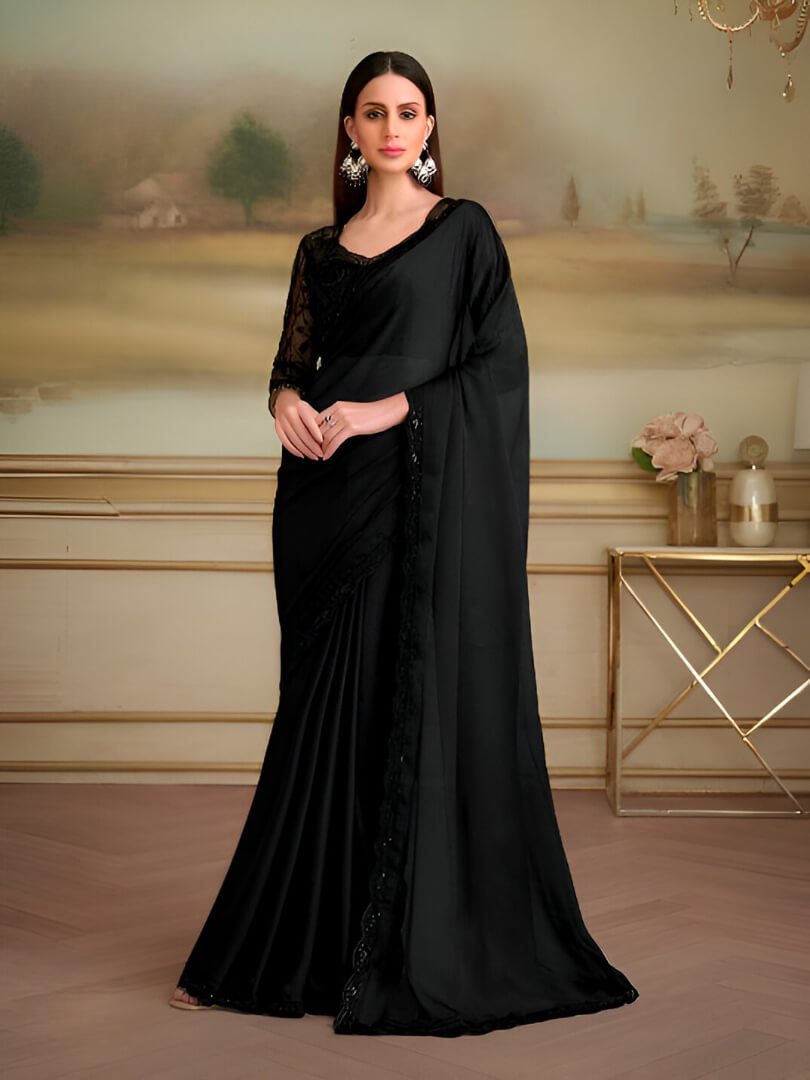 Shine in Style with a Black Organza Saree and a Colorful Blouse
