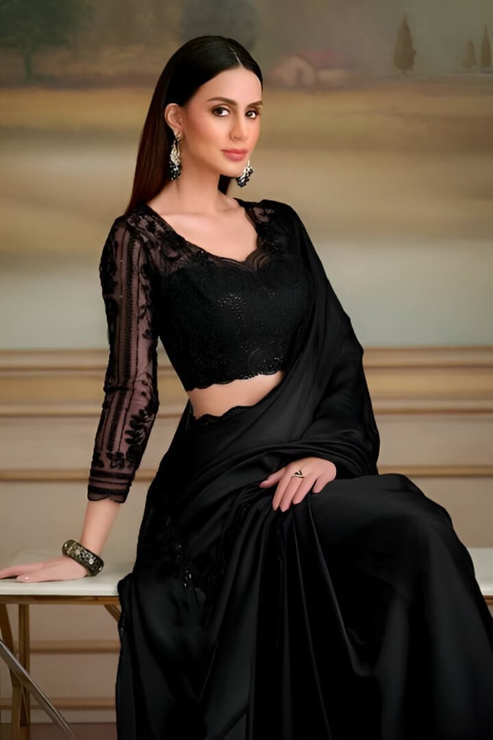 Shine in Style with a Black Organza Saree and a Colorful Blouse image 2