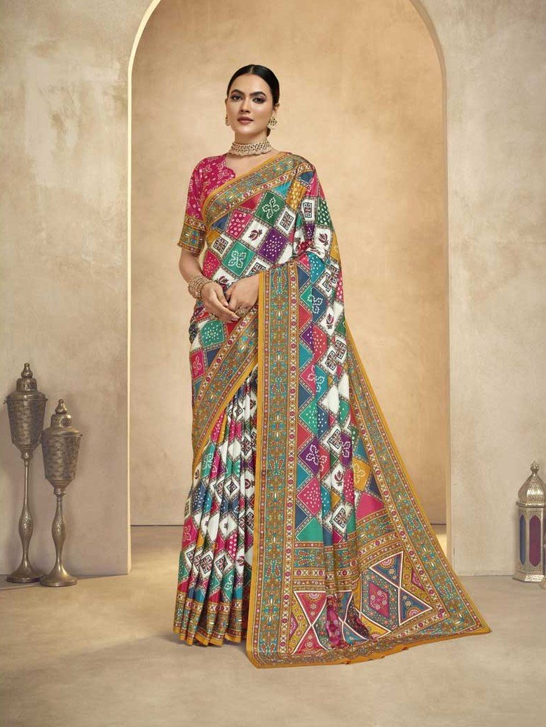 Enhance Your Style with a Blue Crape Saree and Matching Blouse with Foil Print