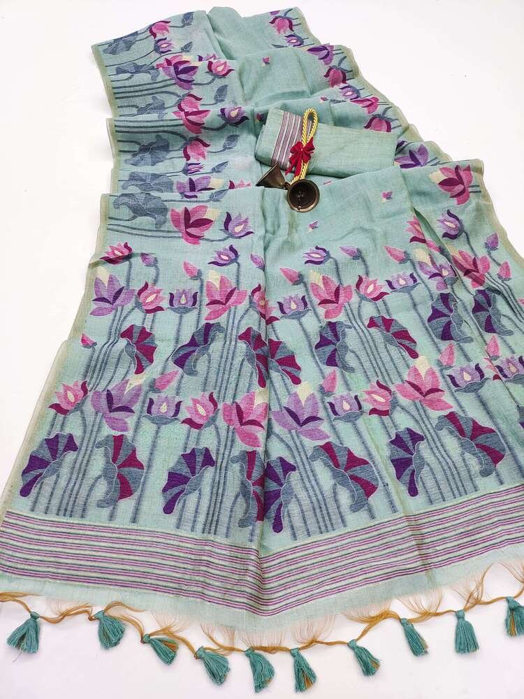 Look Stylish with a Blue Muga Cotton Saree and Blouse