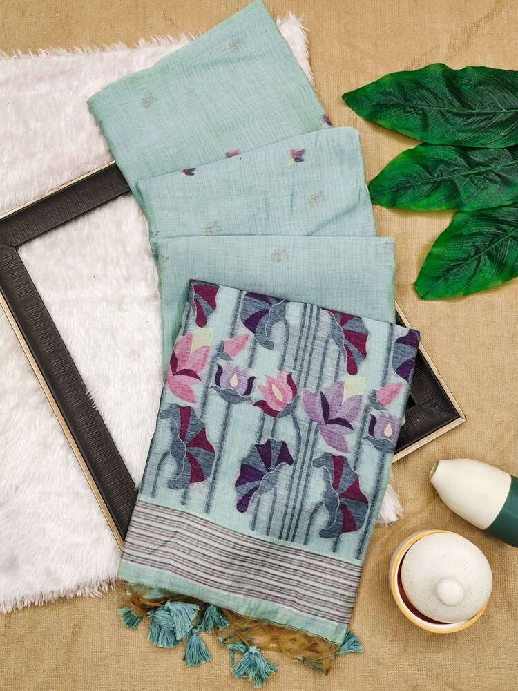 Look Stylish with a Blue Muga Cotton Saree and Blouse image 2