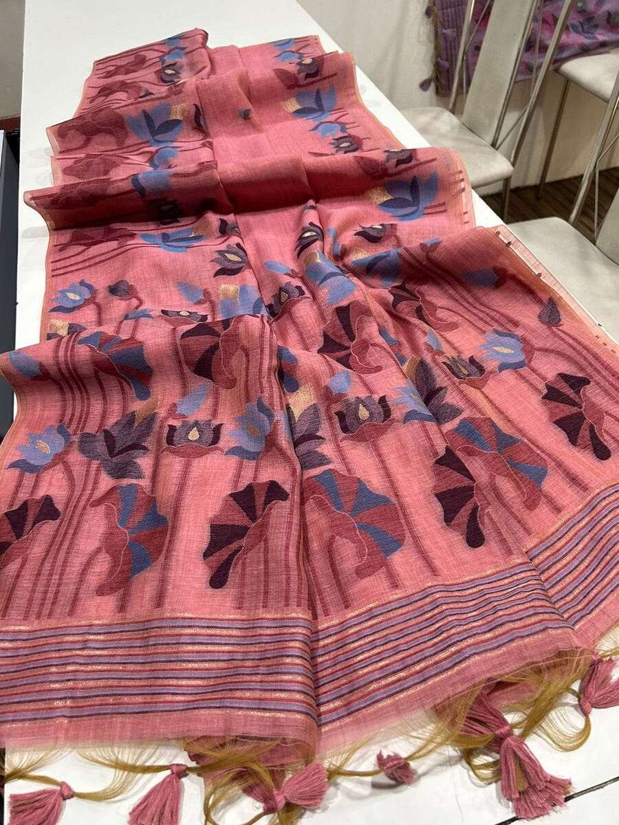 Shine Bright in a Peach Muga Cotton Saree with a Matching Blouse