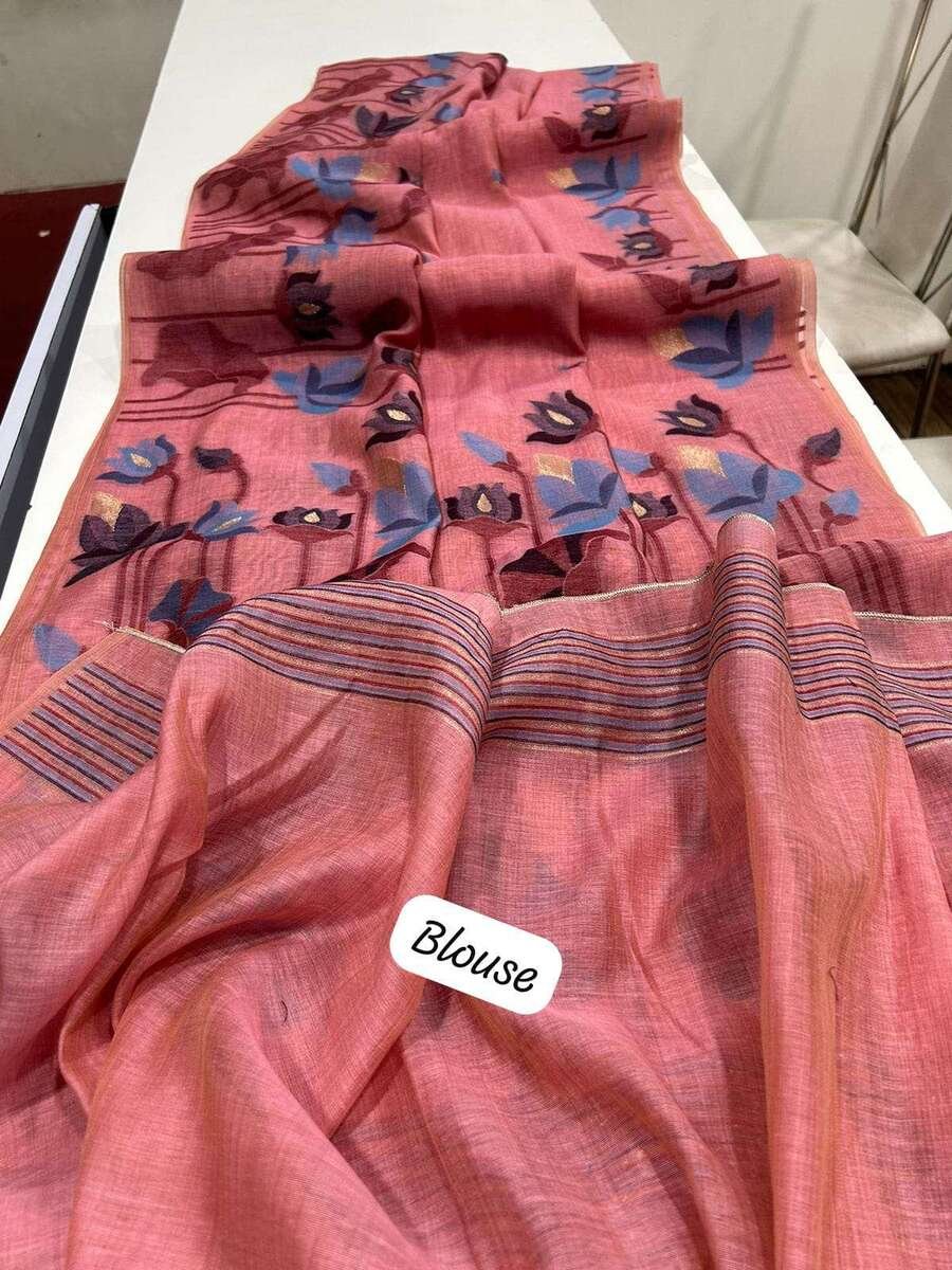 Shine Bright in a Peach Muga Cotton Saree with a Matching Blouse image 2