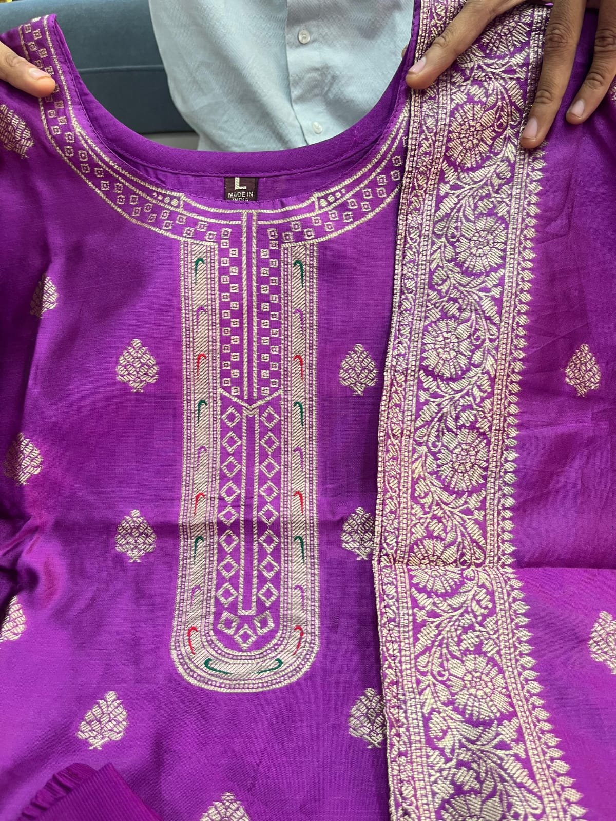 Glow and Sparkle with the Purple Paithani Silk Kurta Set image 5