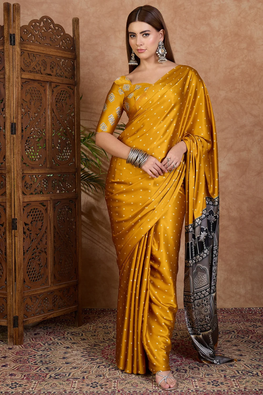 Look Stylish with a Yellow Semi Modal Saree and Blouse Piece