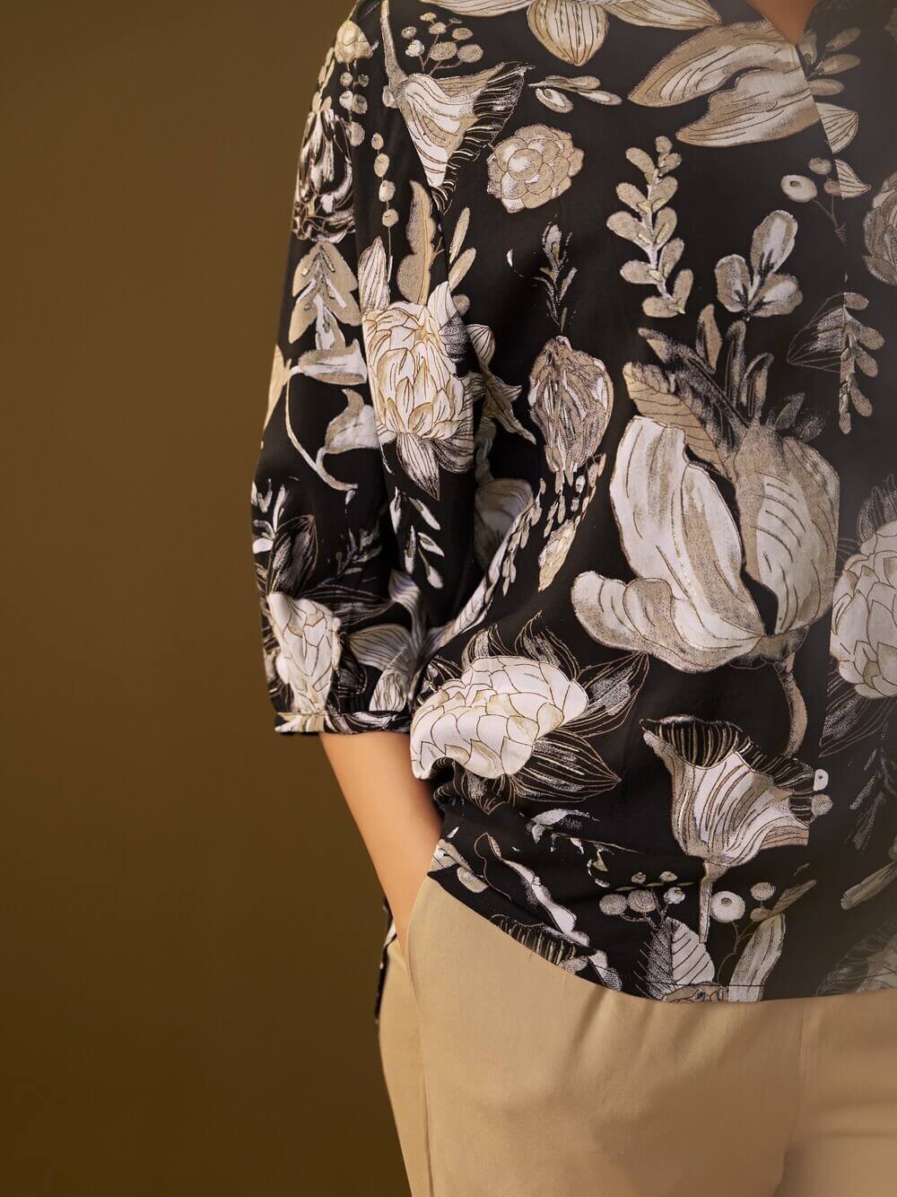 Improve Your Style with a Black and Brown Printed Rayon Co-Ord Set image 4