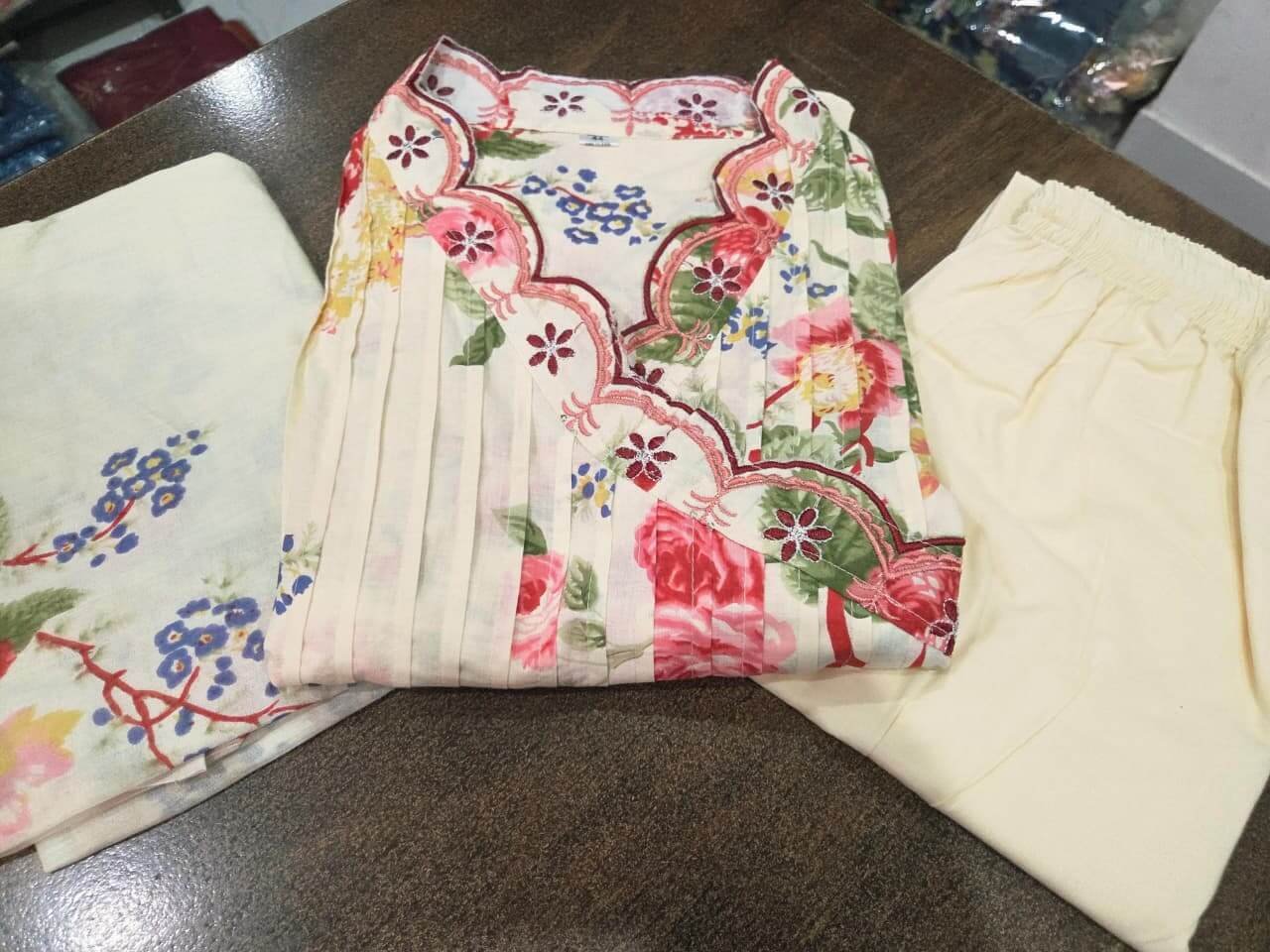 Brighten Your Look with a Multicolor Cotton Angaraka Style Floral Suit Set image 5