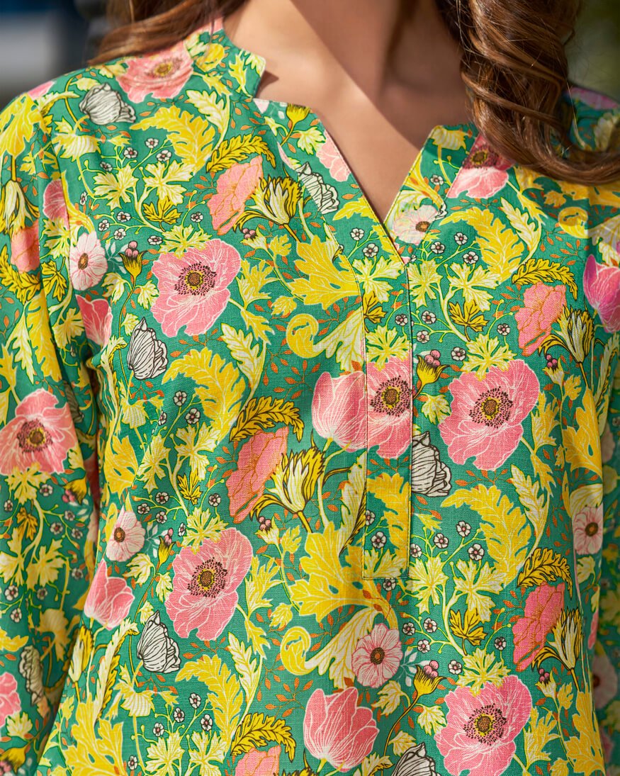 Wear Elegance with a Green Printed Cotton Matching Outfit image 4