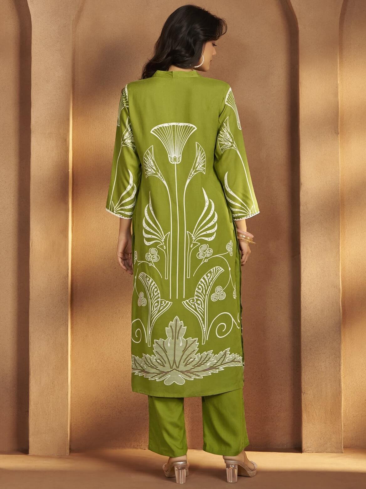 Look Stylish with a Green Printed Viscose Rayon Matching Set image 2