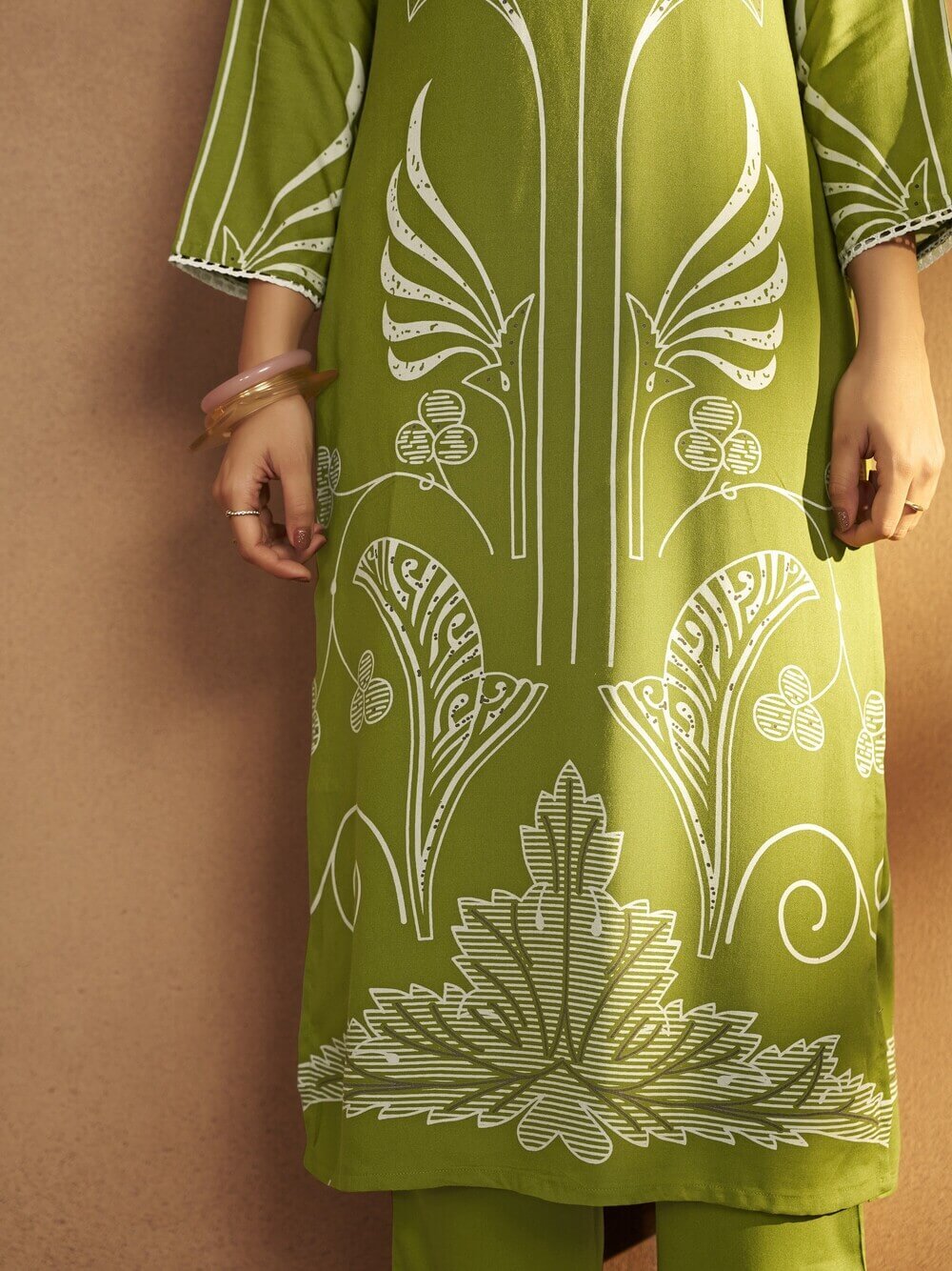 Look Stylish with a Green Printed Viscose Rayon Matching Set image 4