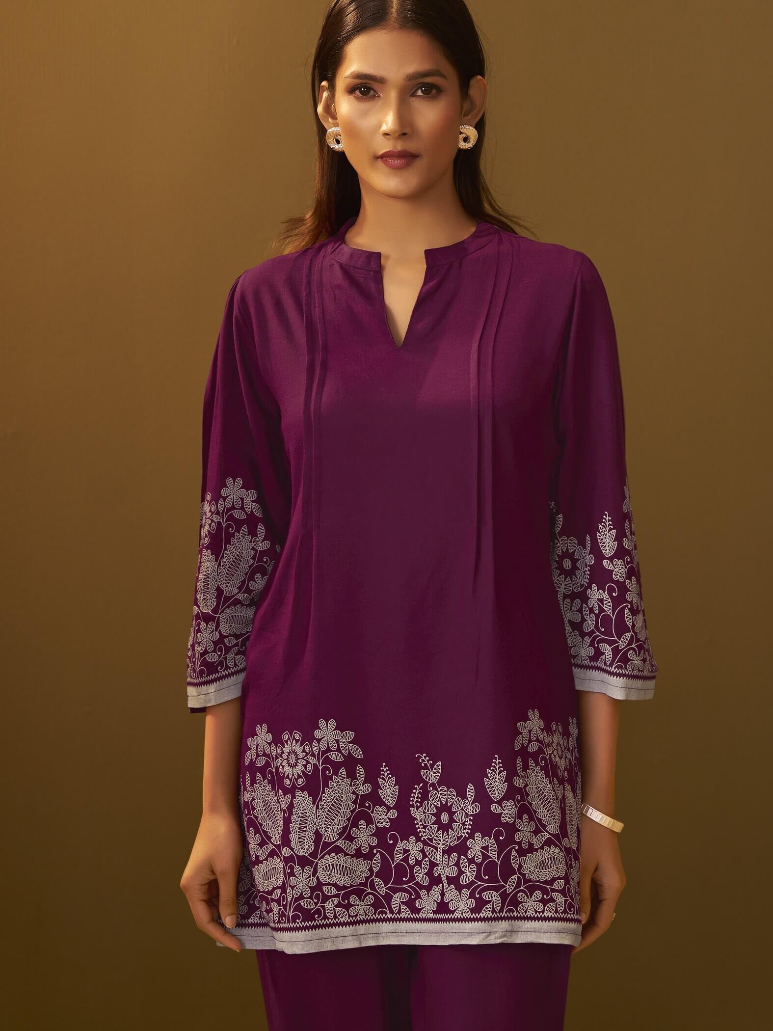 Look Stylish with the Plum Floral Printed Rayon Co-Ord Set image 3