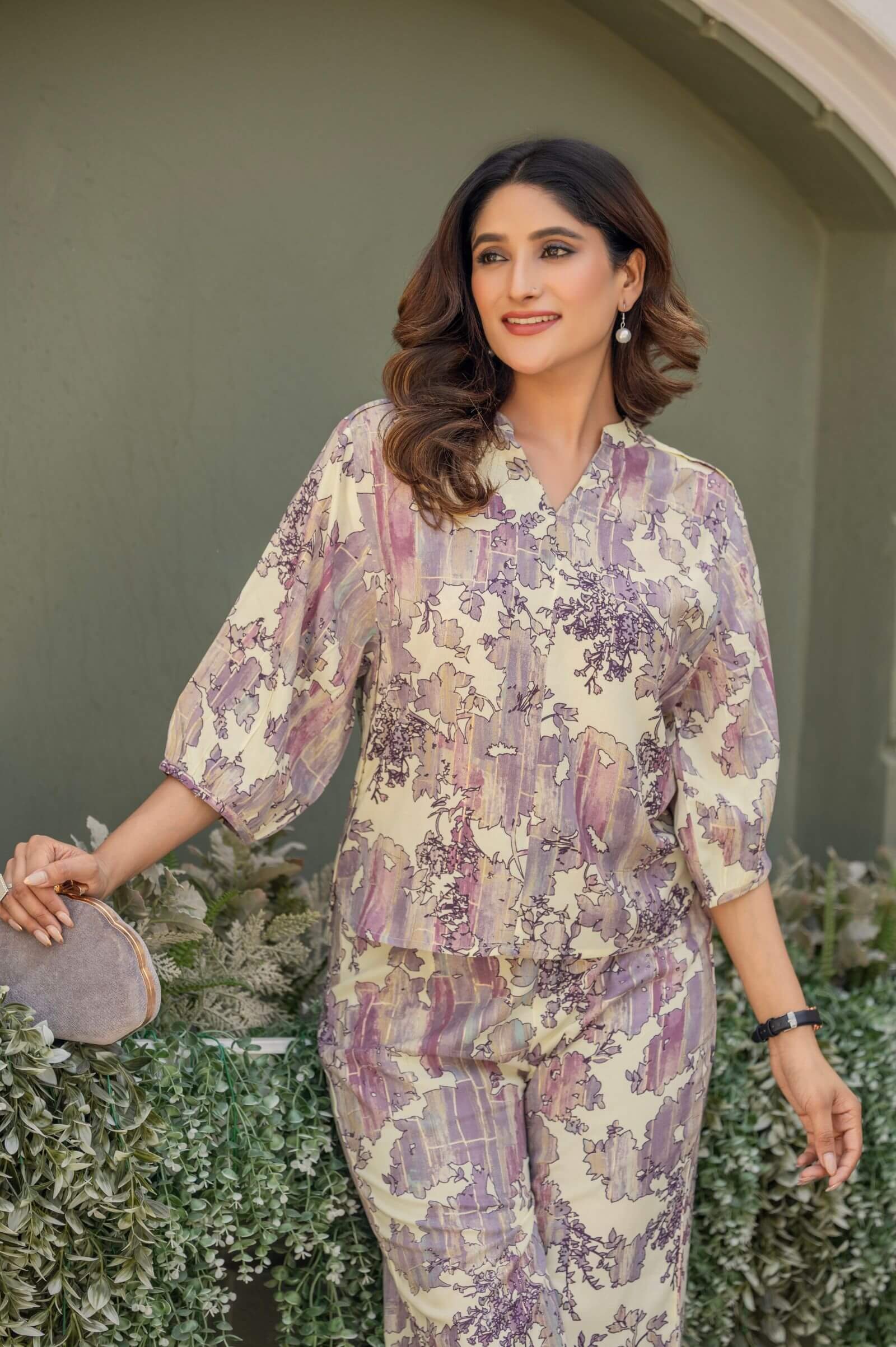 Feel Elegant in a Multicolor and Rust Foil Printed Viscose Rayon Co-Ord Set image 3