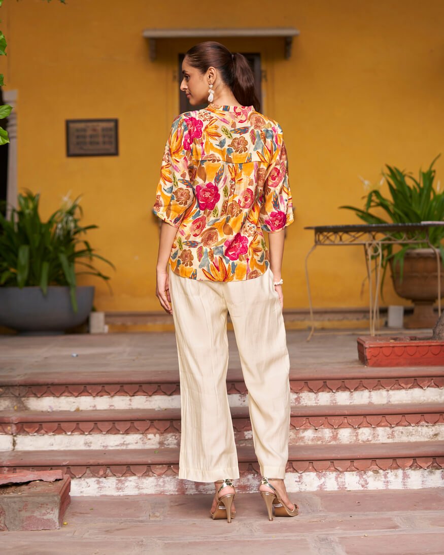 Look Amazing in a Colorful Floral Printed Chanderi Co-Ord Set image 2