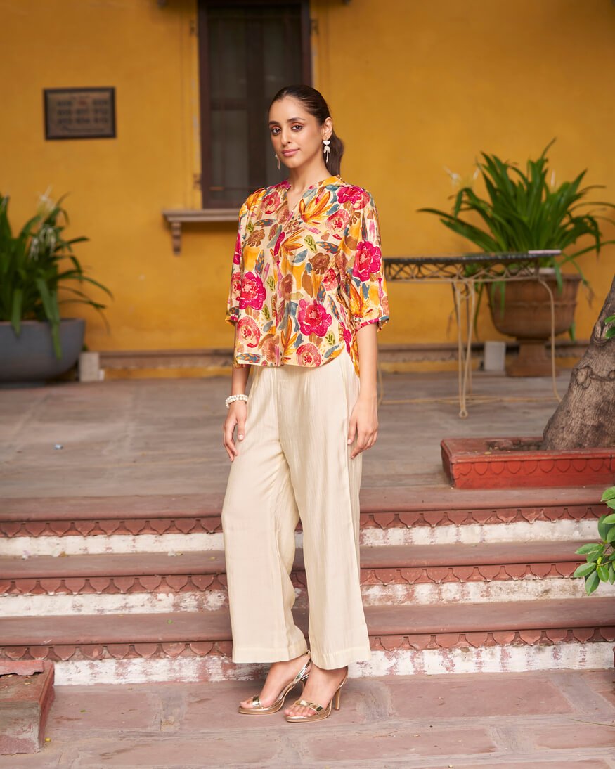 Look Amazing in a Colorful Floral Printed Chanderi Co-Ord Set image 3