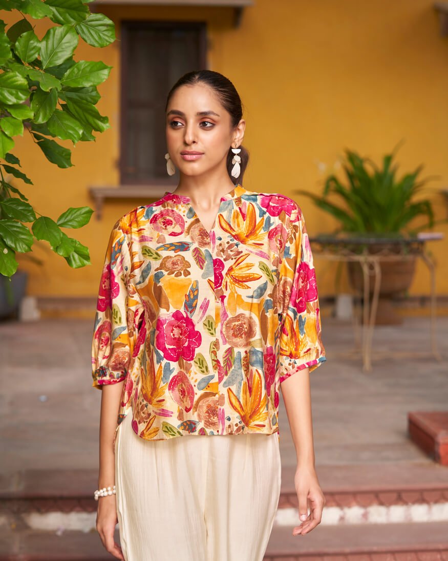 Look Amazing in a Colorful Floral Printed Chanderi Co-Ord Set image 4