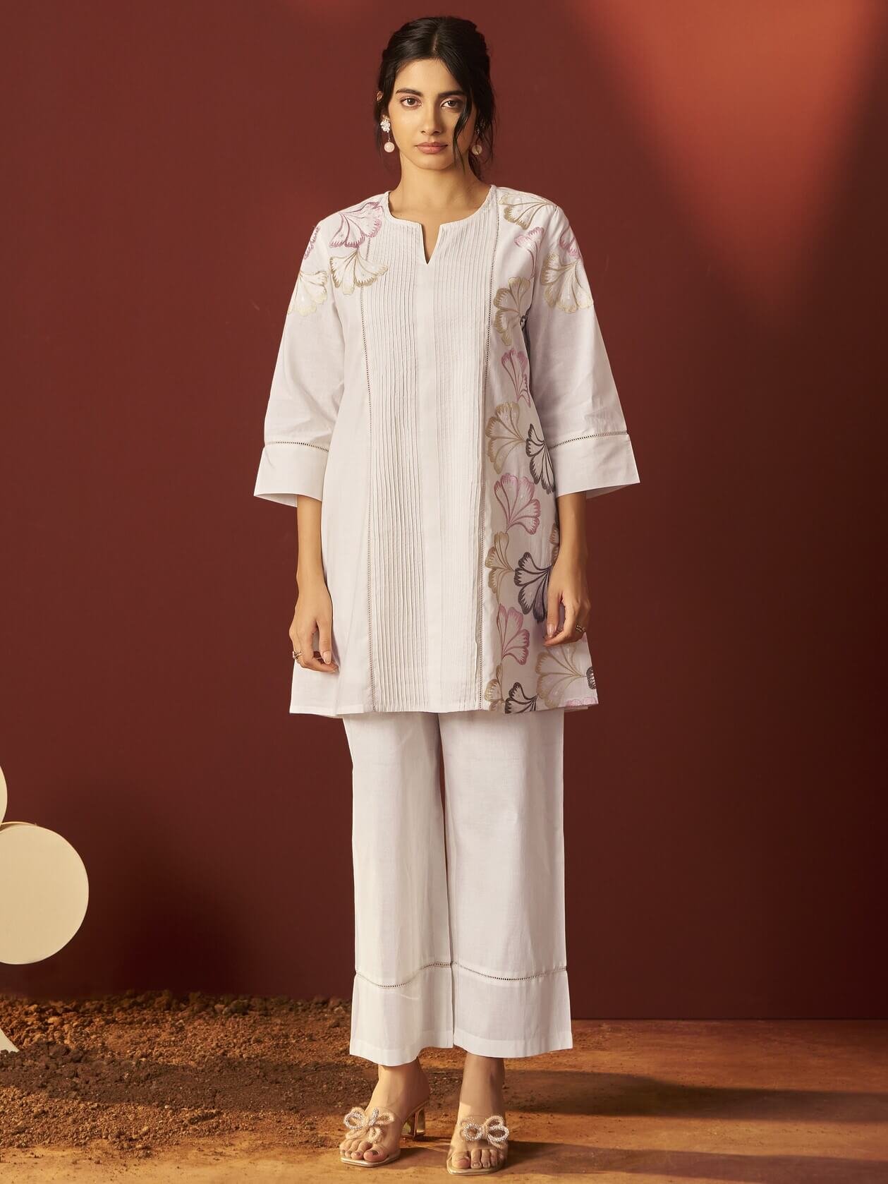 Add Shine to Your Style with an Off White Floral Printed Cotton Co-Ord Set