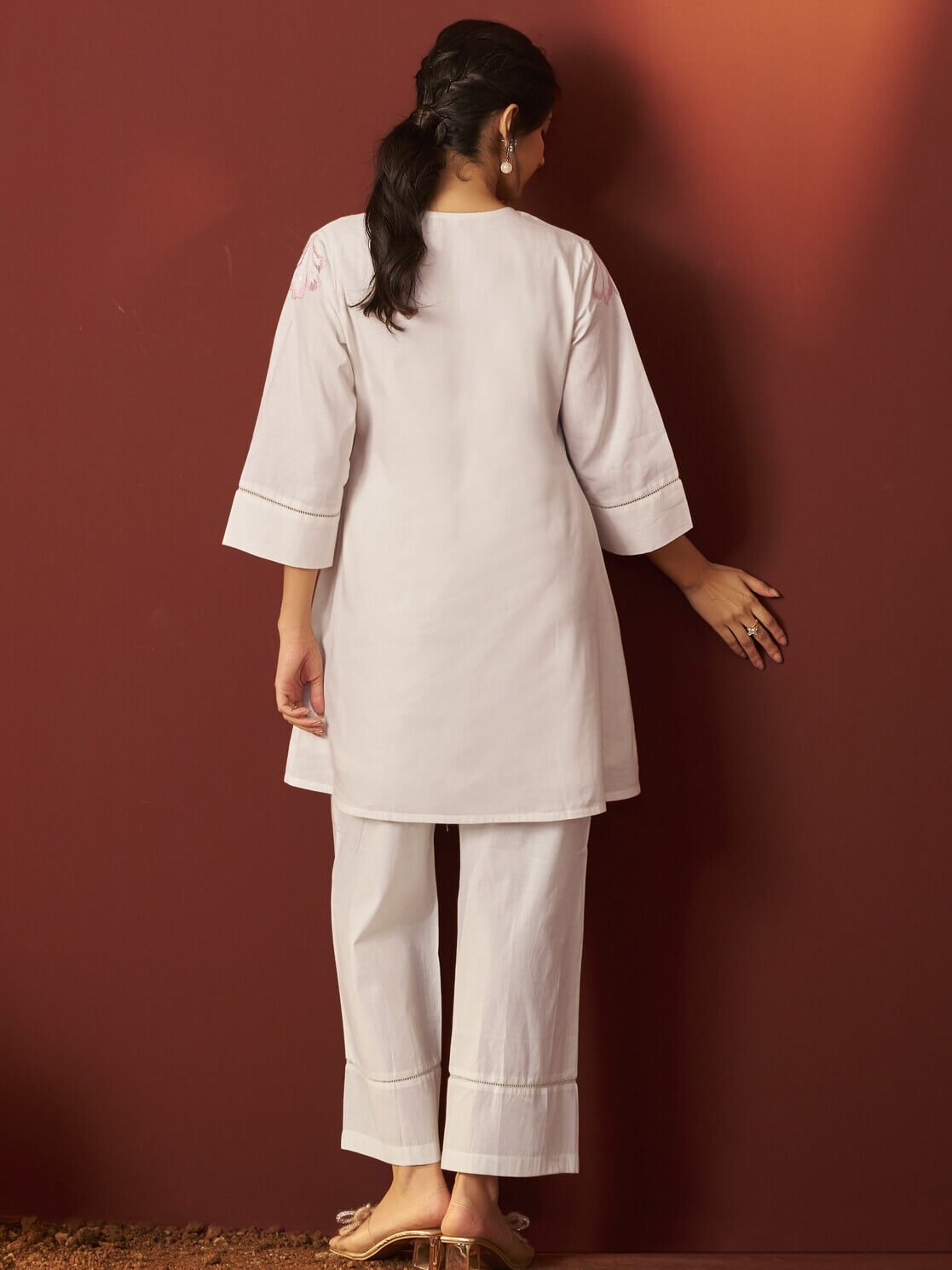 Add Shine to Your Style with an Off White Floral Printed Cotton Co-Ord Set image 2