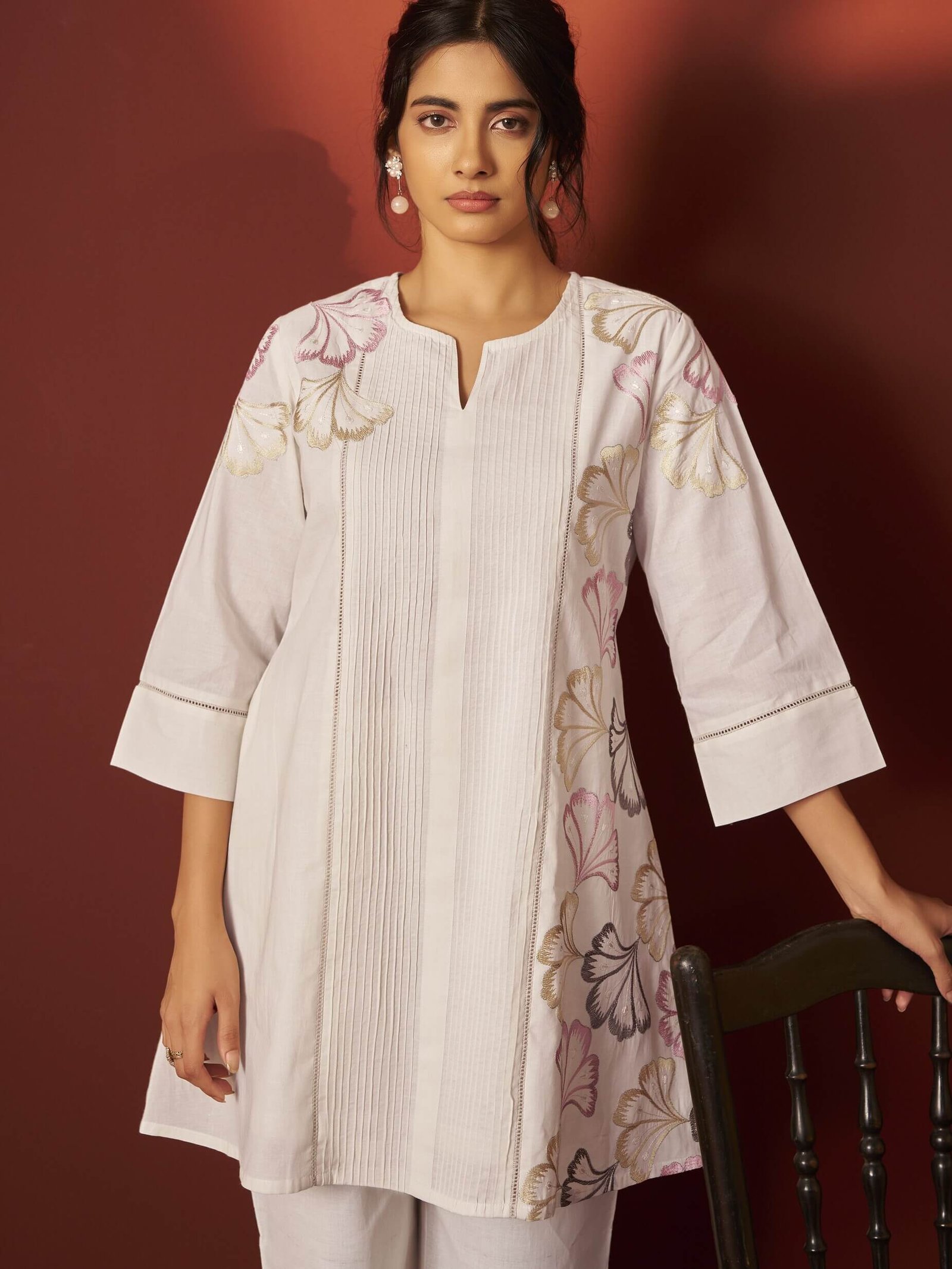 Add Shine to Your Style with an Off White Floral Printed Cotton Co-Ord Set image 3