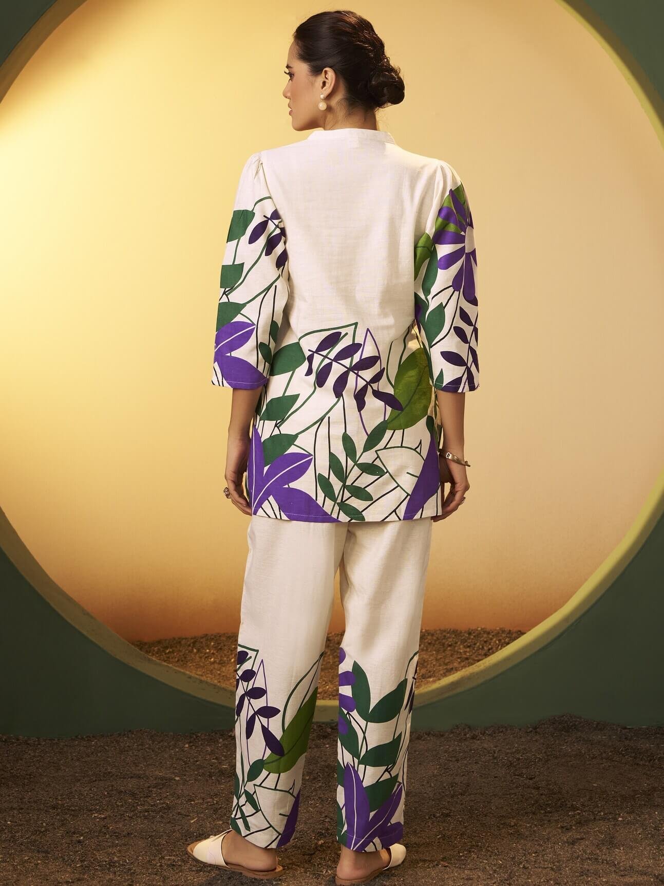 Get Stylish with the Off White Floral Printed Cotton Two-Piece Set image 2