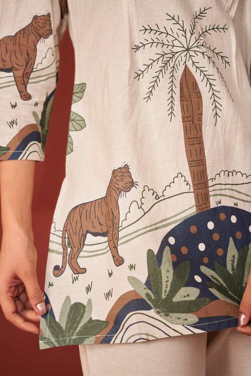 Time to Shine with Off White Printed Cotton Co-Ord Set

---

It's your moment to shine with the Off White Printed Cotton Co-Ord Set. image 4