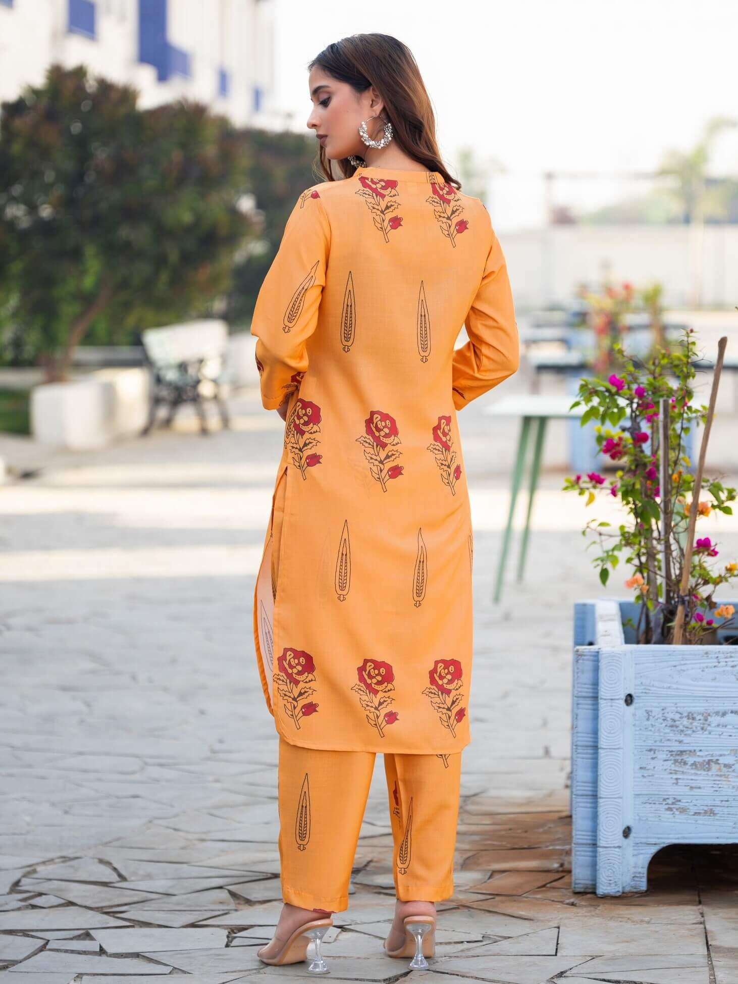 Shine Bright with Orange Printed Cotton Blend Two-Piece Set image 2