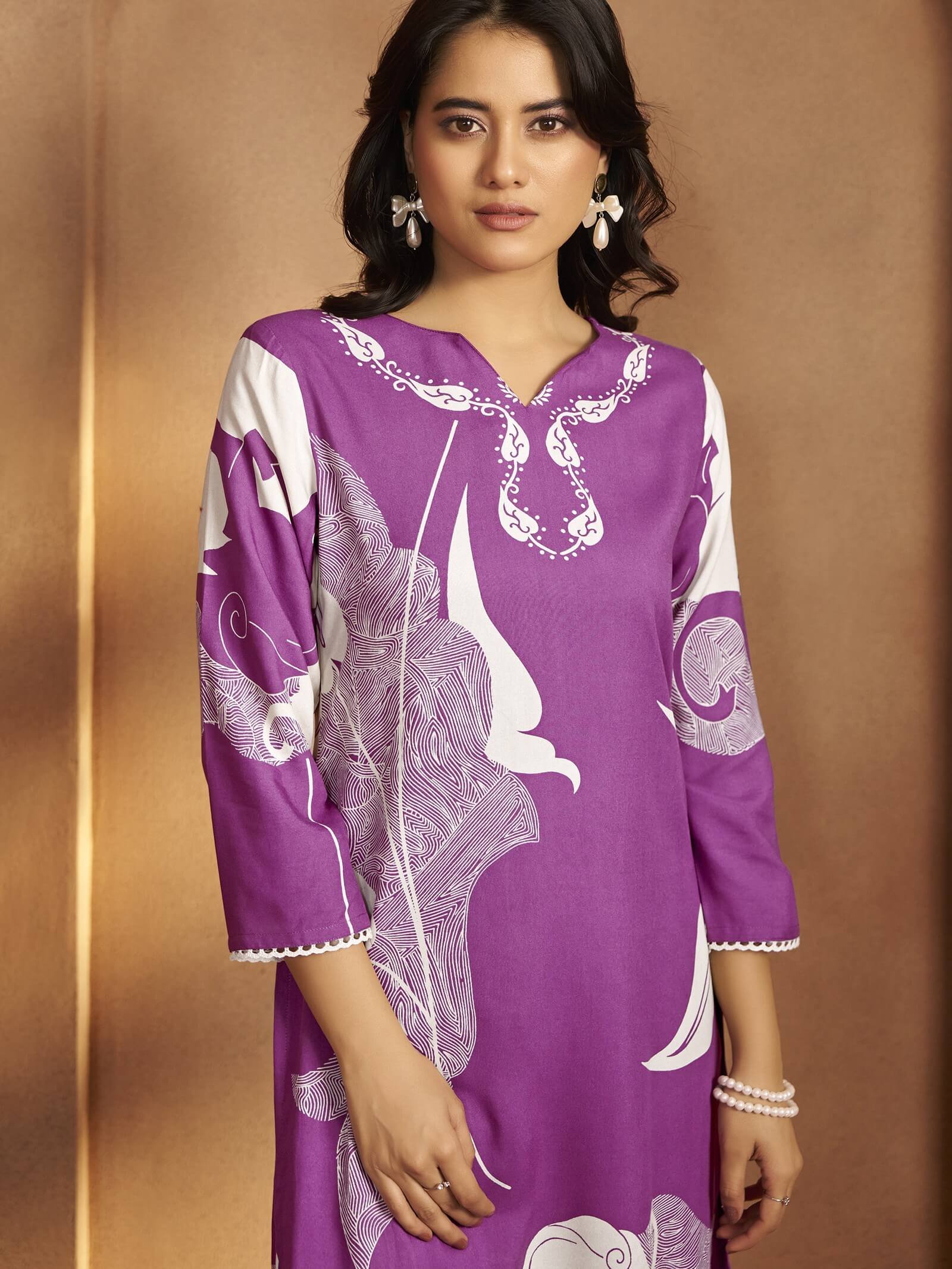 Look Stylish with a Purple Printed Viscose Rayon Co-Ord Set image 3