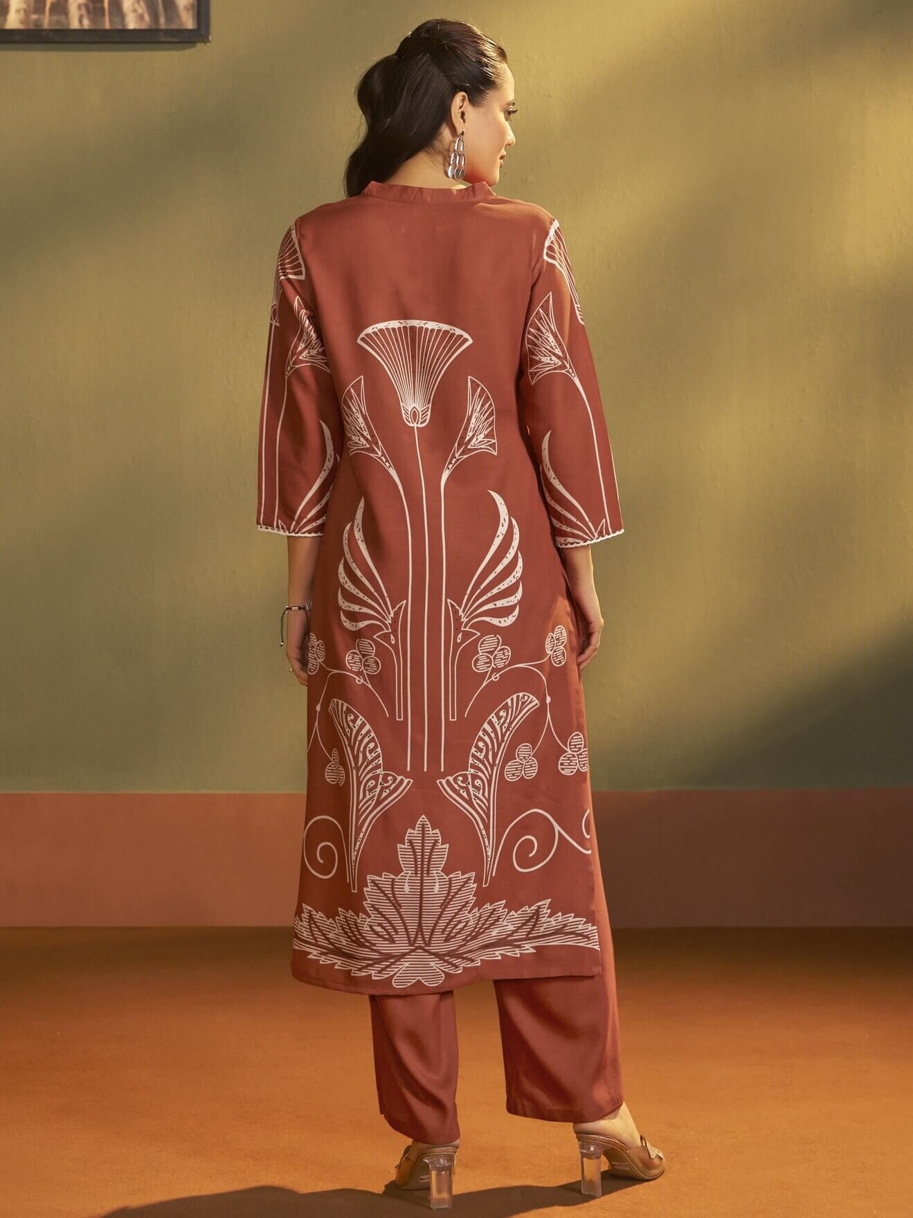 Look Stylish with Rust Printed Viscose Rayon Co-Ord Set image 2