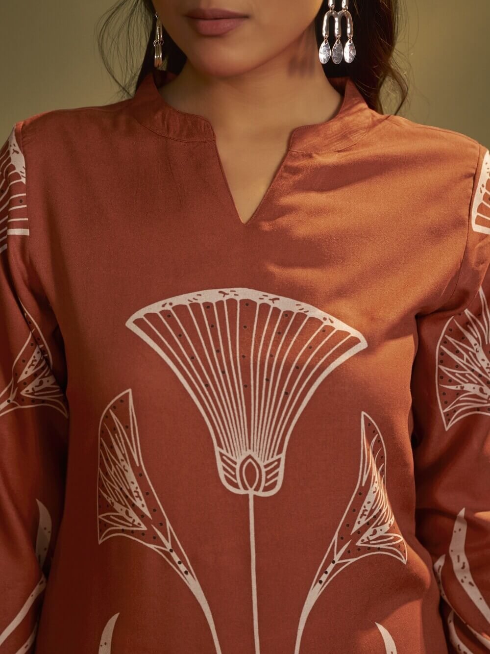 Look Stylish with Rust Printed Viscose Rayon Co-Ord Set image 3