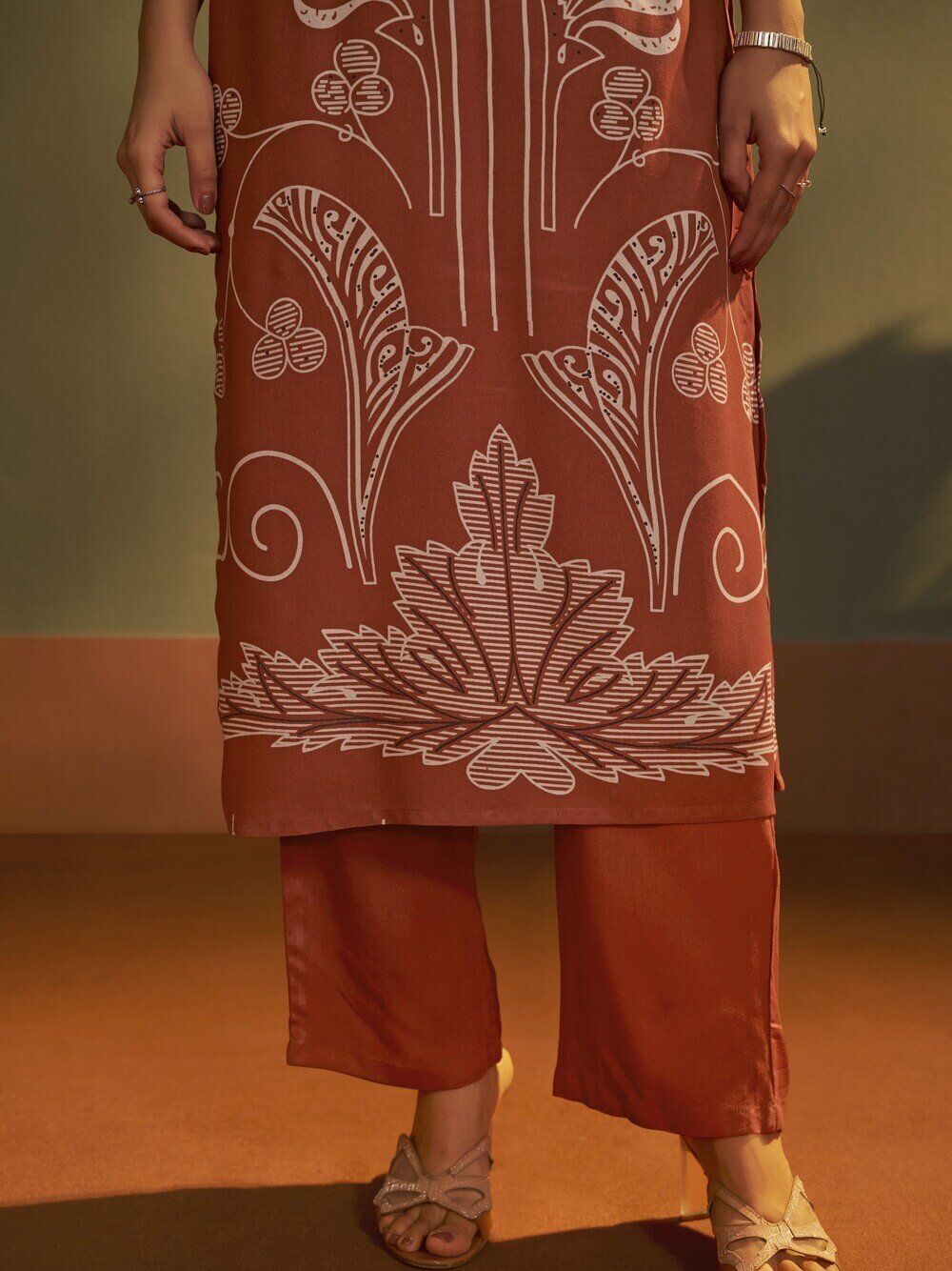 Look Stylish with Rust Printed Viscose Rayon Co-Ord Set image 4