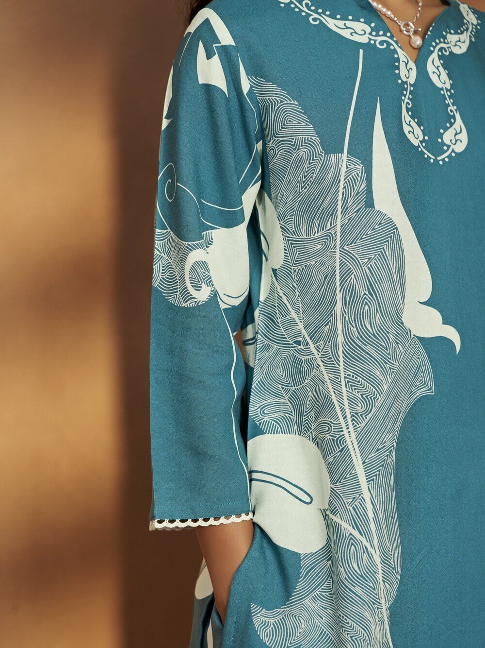 Feel Stylish and Comfortable in a Turquoise Printed Viscose Rayon Co-Ord Set image 4