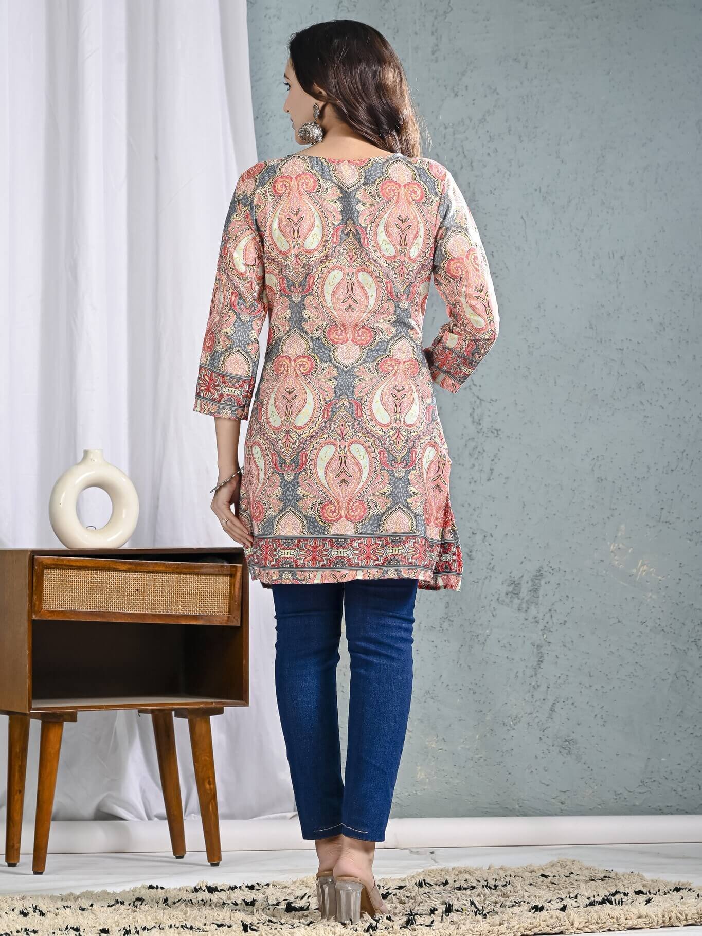 Add Some Style with a Colorful Printed Muslin Short Kurti image 3