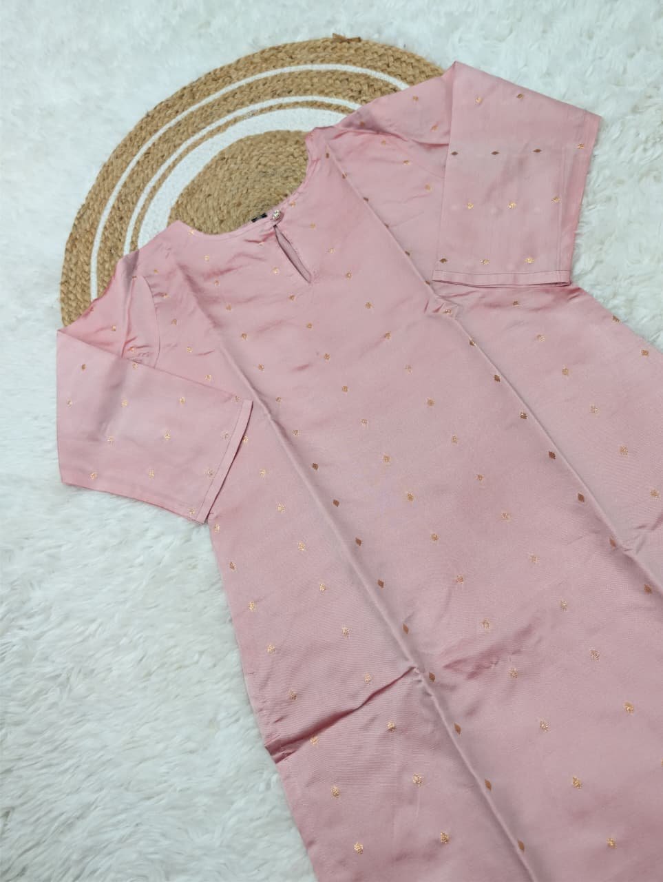 Add Shine to Your Style with a Pink Polka Dot Silk Kurta and Matching Dupatta image 3