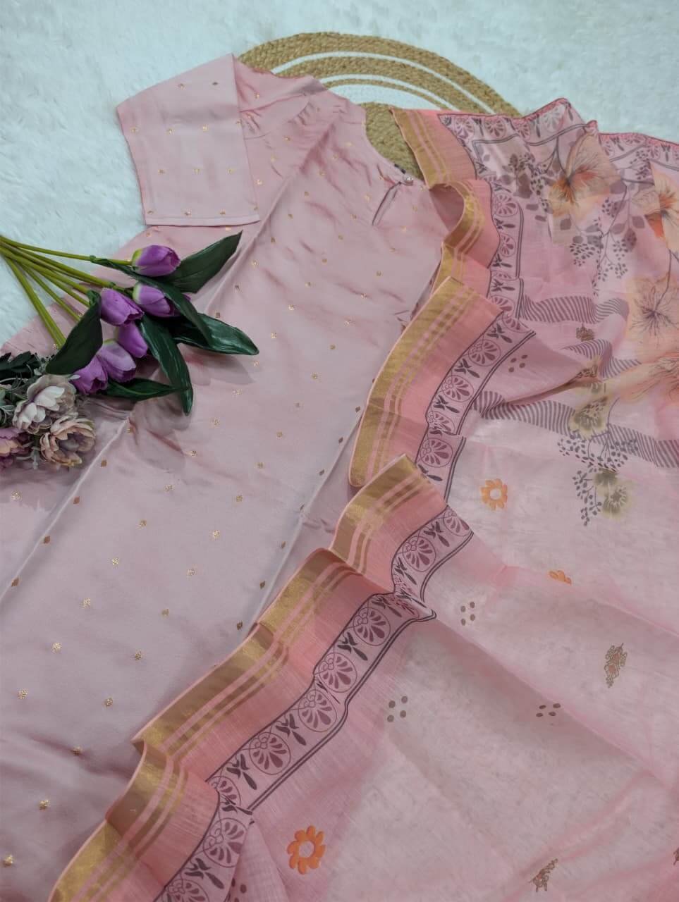 Add Shine to Your Style with a Pink Polka Dot Silk Kurta and Matching Dupatta image 4