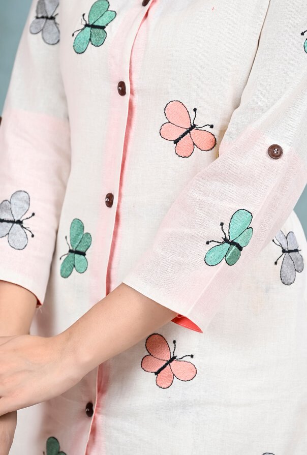 Look Stylish with the White Cotton Butterfly Print Co-Ord Set image 4