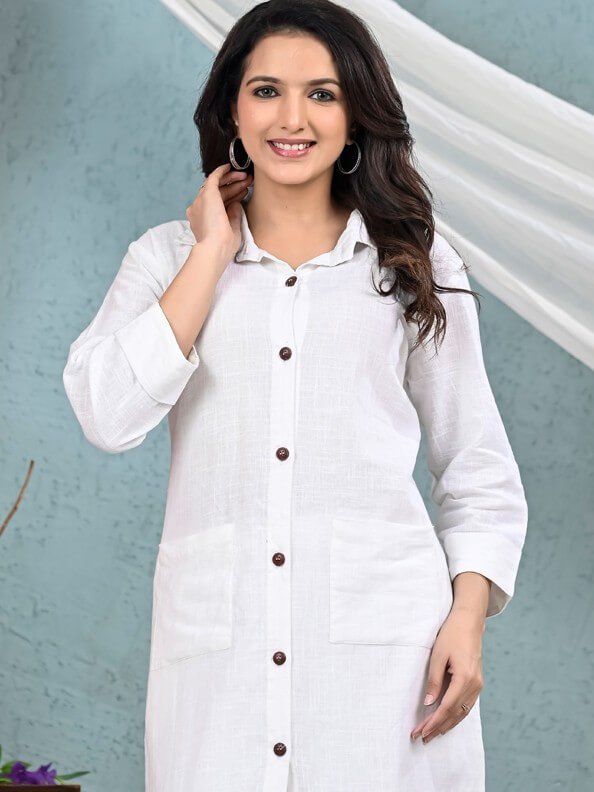 Experience the Elegance of the White Cotton Kurta Palazzo Set image 3